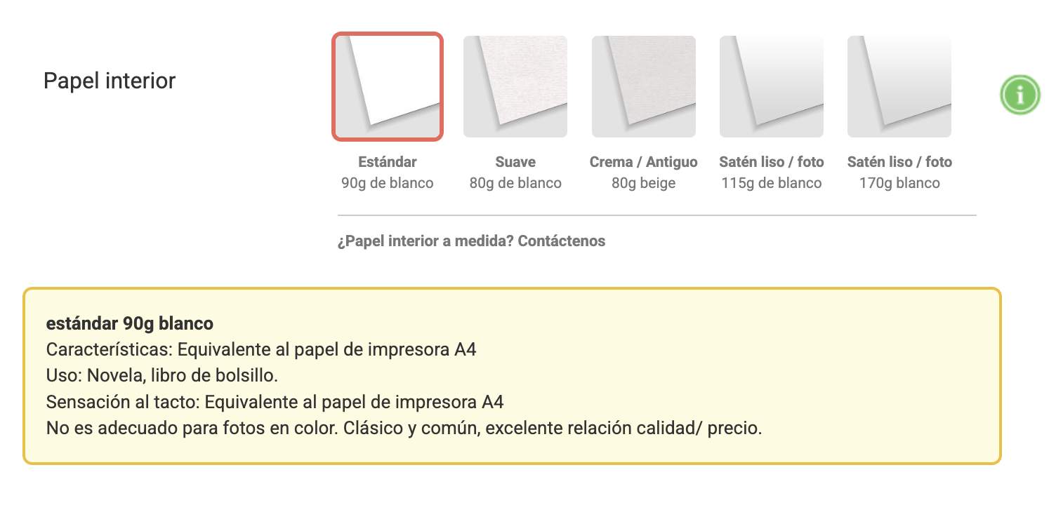 información sobre gramaje papel de impresion coollibri
