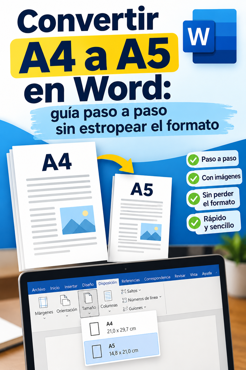 Cómo convertir un documento A4 a A5 en Microsoft Word paso a paso